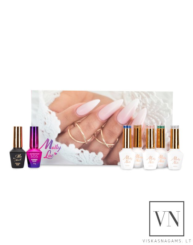 Gelinio lakavimo rinkinys MOLLY NAILS FLASHING, 7 dalių