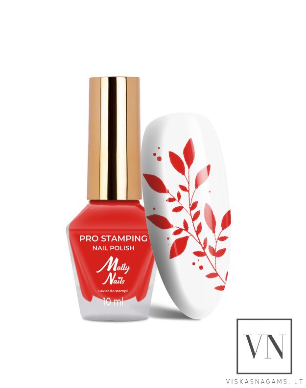 MOLLY NAILS nagų lakas štampavimui RED, Nr.11