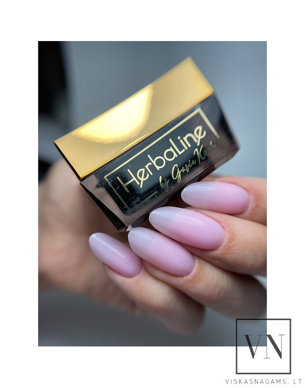 HERBALINE statybinis UV/LED gelis SUGAR PINK, 15ml 2