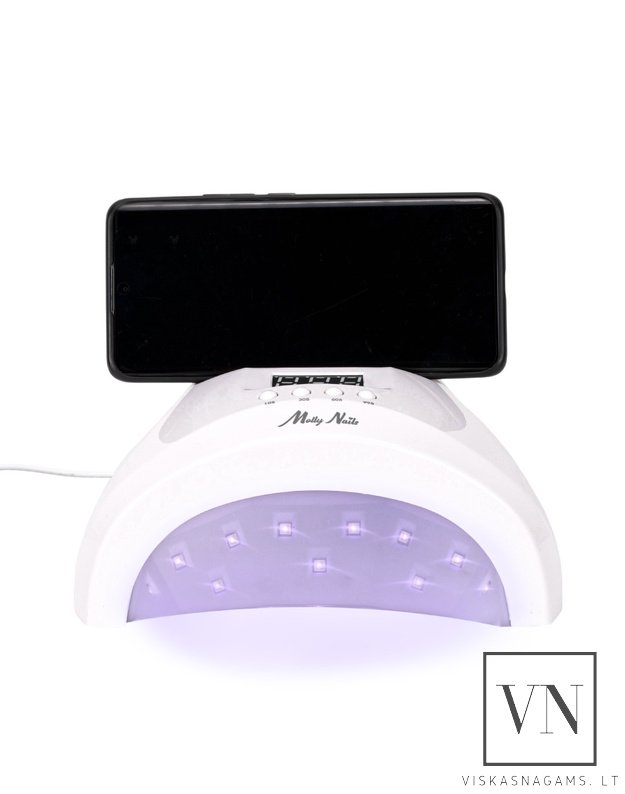 Nagų lempa LED/UV MOLLY NAILS SUN 1s PRO su veidrodiniu dugnu, 48W  5