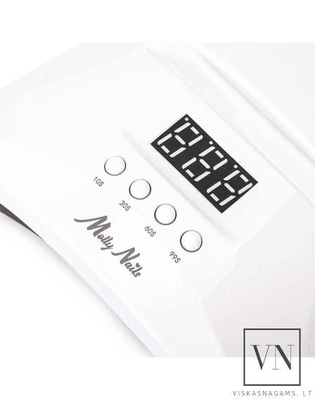 Nagų lempa LED/UV MOLLY NAILS SUN 1s PRO su veidrodiniu dugnu, 48W  2