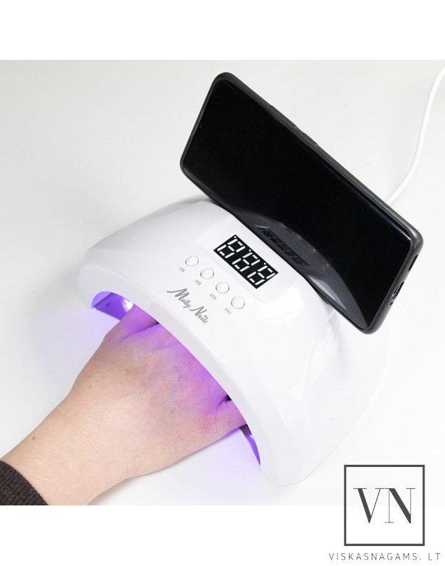 Nagų lempa LED/UV MOLLY NAILS SUN 1s PRO su veidrodiniu dugnu, 48W  4