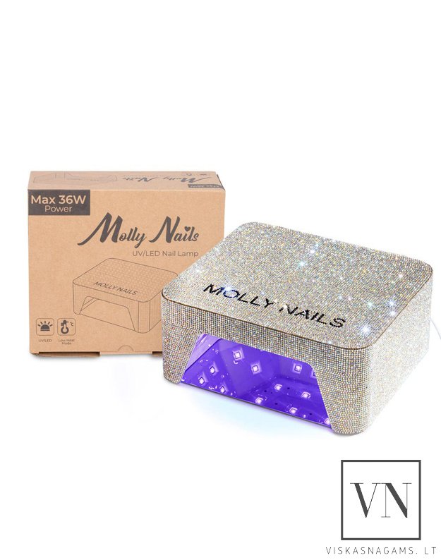 Nagų lempa LED/UV MOLLY CRYSTAL V9 su veidrodiniu dugnu, 36W 5
