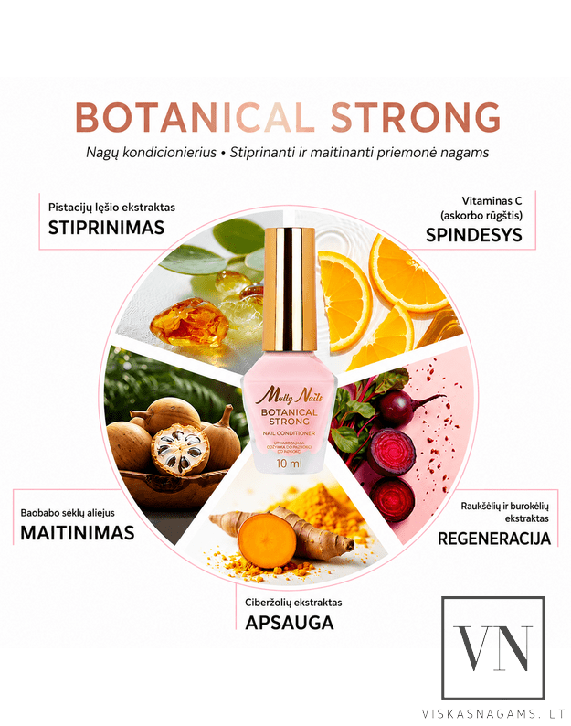 MOLLY NAILS BOTANICAL STRONG stiprinamasis nagų kondicionierius, 10 ml