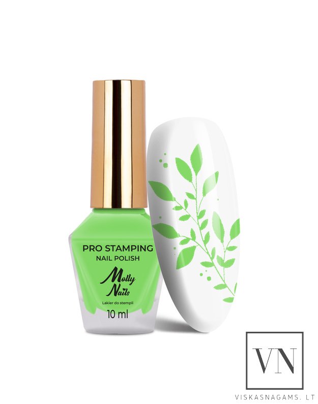 MOLLY NAILS nagų lakas štampavimui PASTEL GREEN, Nr.19