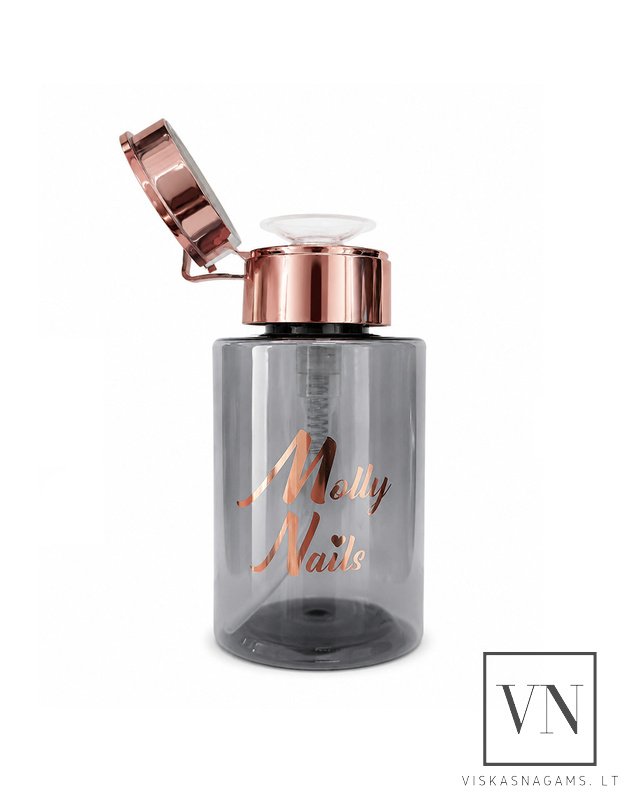 MOLLY NAILS BLACK dozatorius skysčiams su pompa – 200 ml, buteliukas