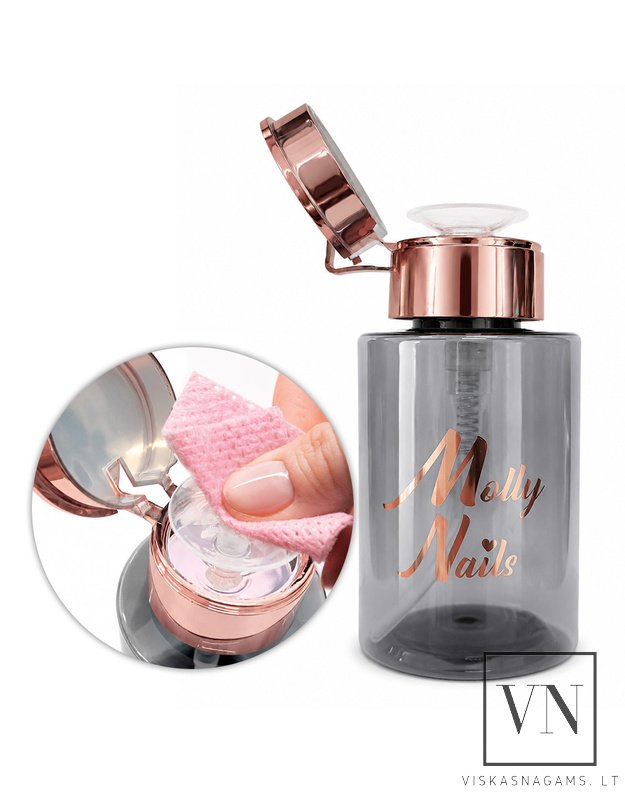 MOLLY NAILS BLACK dozatorius skysčiams su pompa – 200 ml, buteliukas