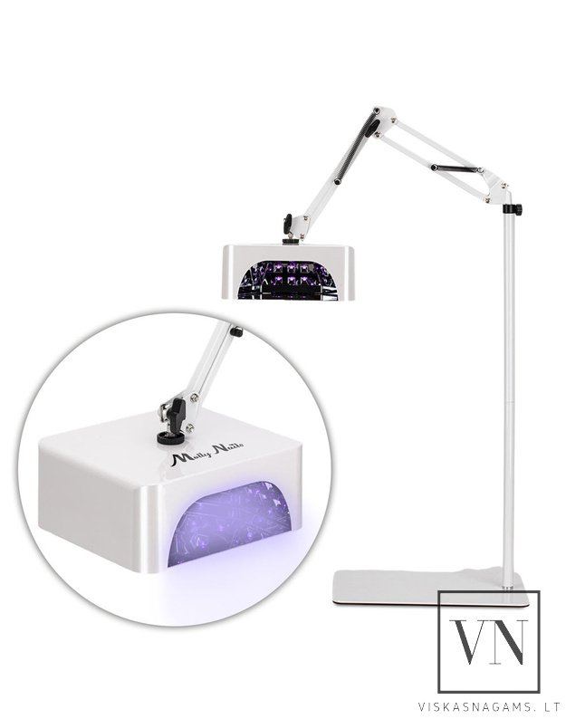 Įkraunama, belaidė nagų lempa LED/UV MOLLY V10 su veidrodiniu dugnu ir stovu pedikiūrui, 36W
