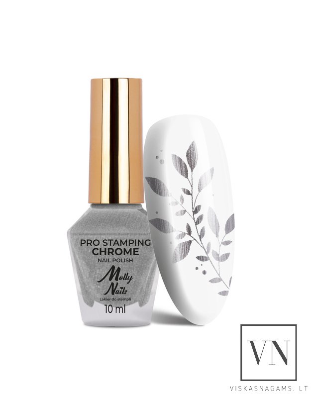 MOLLY NAILS nagų lakas štampavimui CHROME SILVER, Nr.5