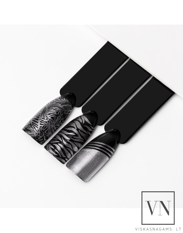MOLLY NAILS nagų lakas štampavimui CHROME SILVER, Nr.5 2