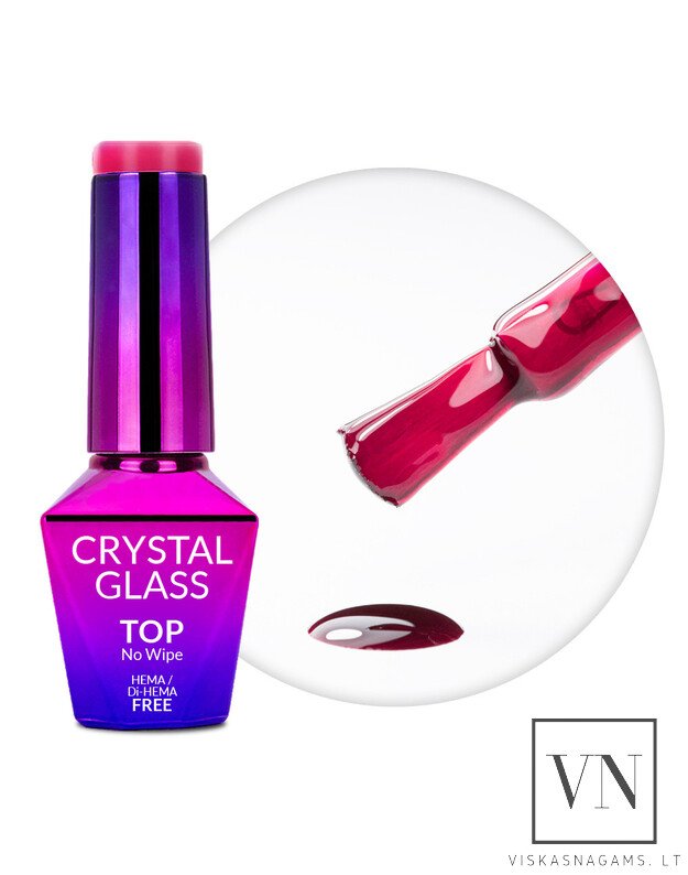 MOLLY LAC CRYSTAL GLASS RASPBERRY vitražinis viršutinis sluoksnis, 10g