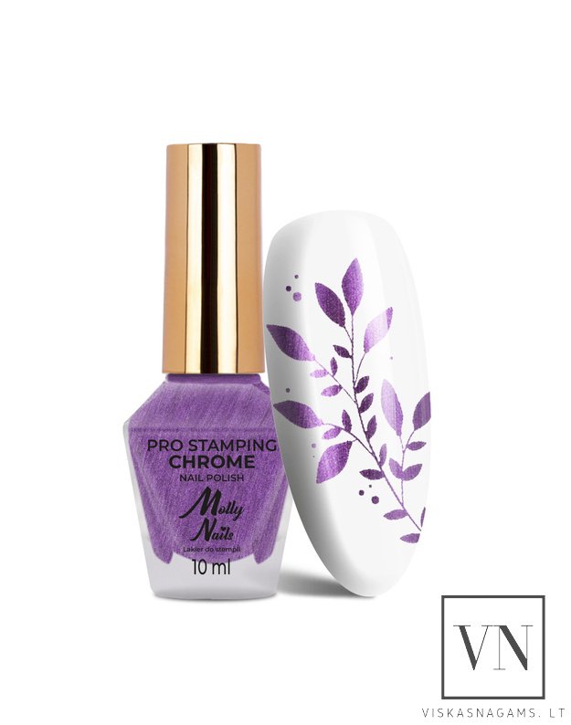 MOLLY NAILS nagų lakas štampavimui CHROME PURPLE, Nr.9