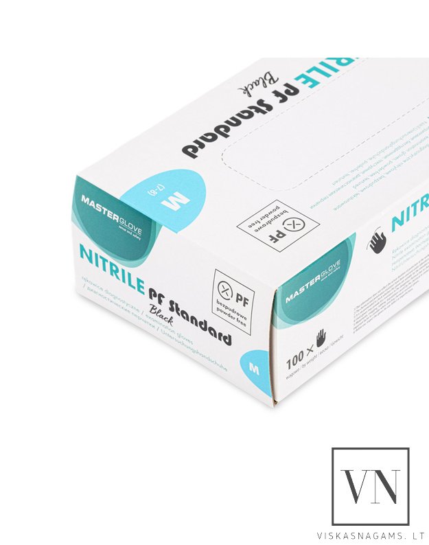 Vienkartinės nitrilinės pirštinės MASTER GLOVE M, 100vnt.