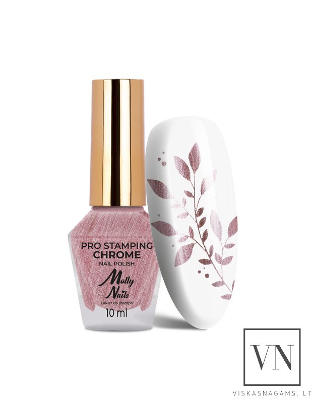 MOLLY NAILS nagų lakas štampavimui CHROME LIGHT PINK, Nr.7