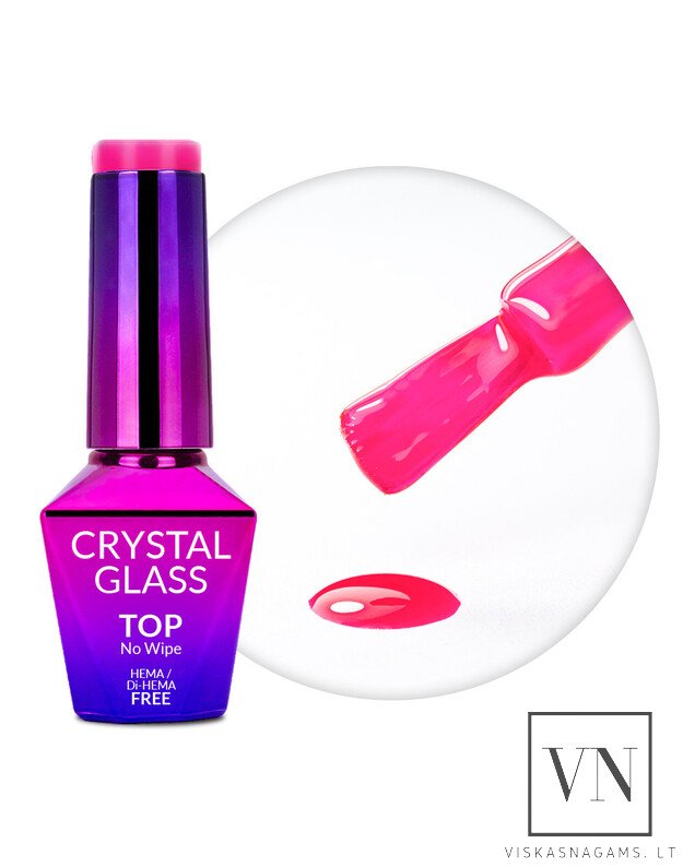 MOLLY LAC CRYSTAL GLASS PINK vitražinis viršutinis sluoksnis, 10g
