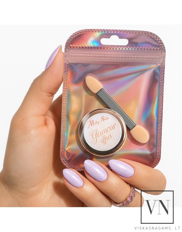 MOLLY GLAMOUR PURPLE 5 veidrodinė pudra, perlo efektas, 1g