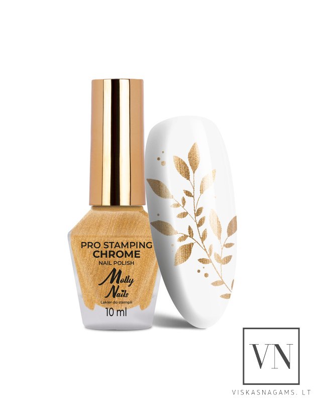 MOLLY NAILS nagų lakas štampavimui CHROME GOLD, Nr.6