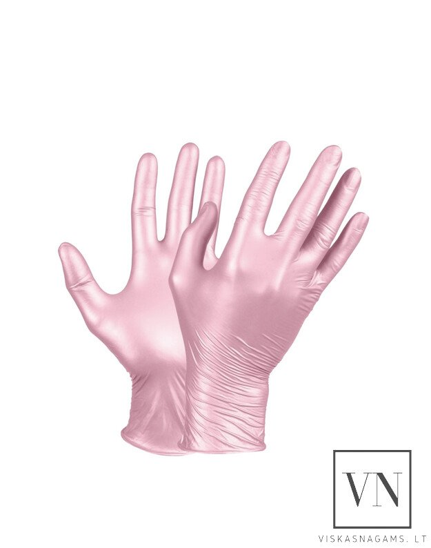 BEAUTE LUXE PEARL PINK vienkartinės, nitrilinės pirštinės, M, 50vnt.