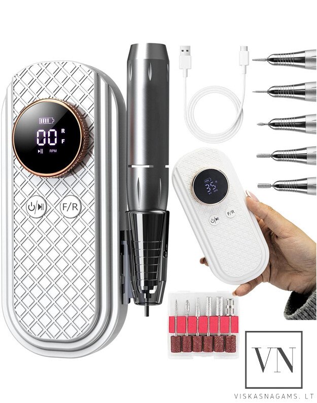 Įkraunama nagų freza WHITE 111, 50W 3