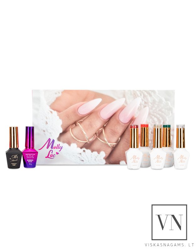 Gelinio lakavimo rinkinys MOLLY NAILS, 7 dalių