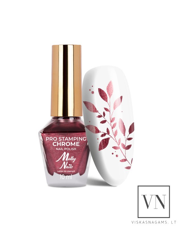 MOLLY NAILS nagų lakas štampavimui CHROME RED, Nr.10