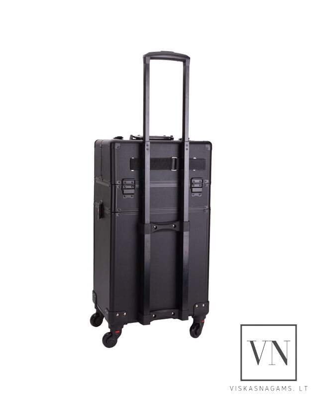 Keturių dalių kosmetinis lagaminas su ratukais 4in1 XXXL, BLACK MATT